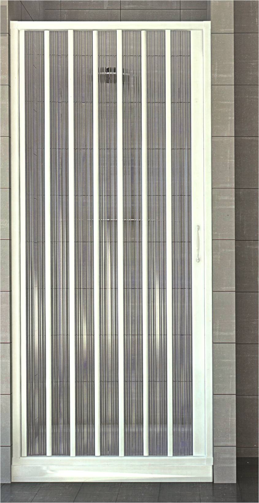 Porte douche 90 cm en PVC mod. Vierge avec ouverture latérale blanc pastel