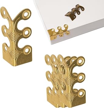 4 Pcs Solid Brass Baseboard Corner Protectors, Vintage Metal Skirting Board Corner Protectors, Table Corner Edge Cover Safety Bracket with Screws. Brass