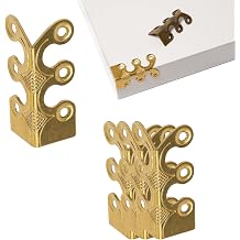4 Pcs Solid Brass Baseboard Corner Protectors, Vintage Metal Skirting Board Corner Protectors, Table Corner Edge Cover Safety Bracket with Screws. Brass