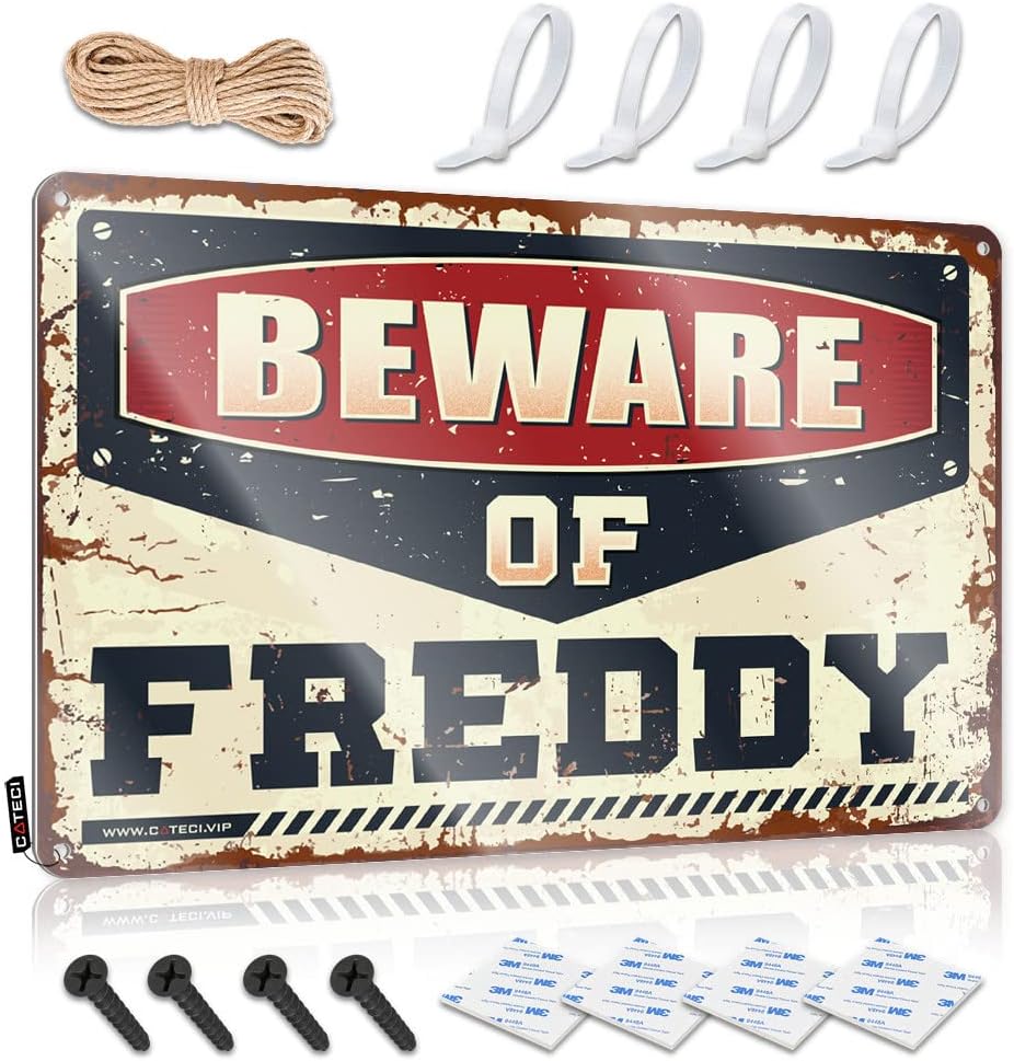 Bar Sign Home Decor Beware of Freddy Tin Sign Funny Stuff Bathroom Art Wall Decor (Size : 20X30CM)
