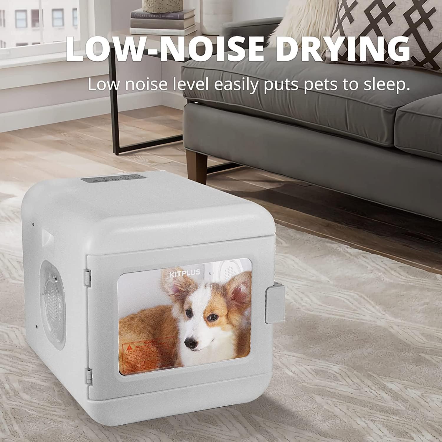 Dog Hair Dryer Box for Pet Grooming, Ultra Quiet Cat Blow Dryer 60L Capacity, Professional Fast Drying Blower, Intelligent Control Adjustable Temperature and Time, 360 Degree Warm Wind