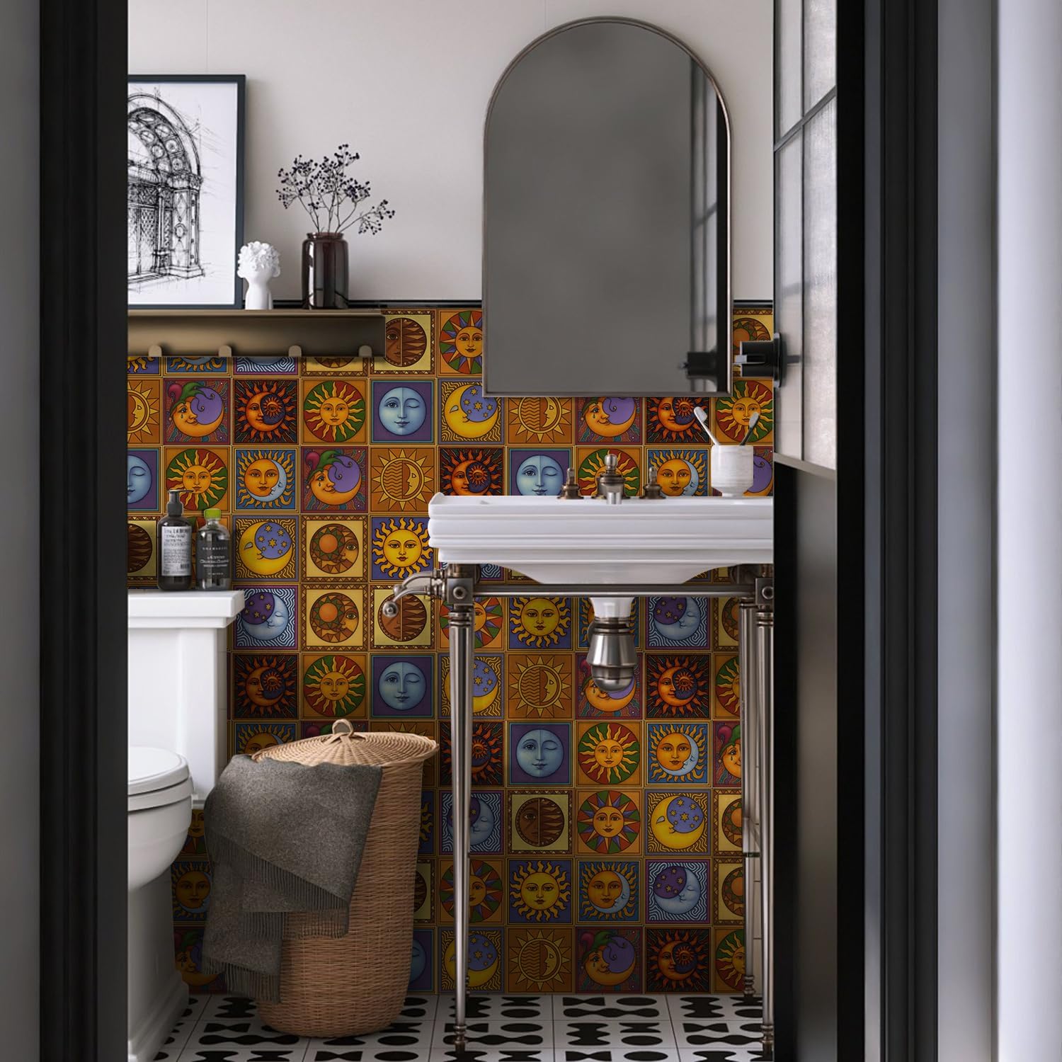 24Pcs Tile Stickers 5.9x5.9 inch Tile Decals Self Adhesive Backsplash Peel and Stick Wall Sticker Removable Decals for Kitchen Bathroom Wall Furniture