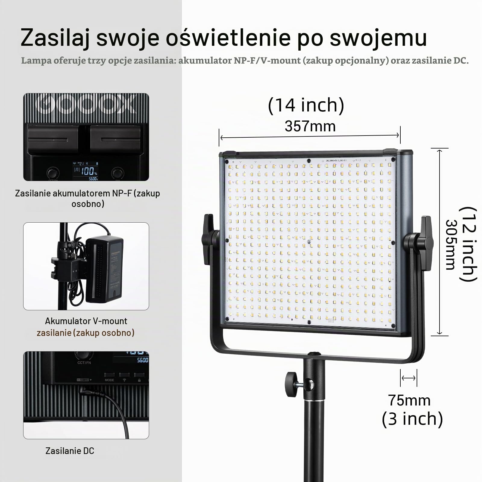 GODOX LDX50Bi 65 W Bi-Color lampa fotograficzna LED, panel świetlny wideo 2800 K – 6500 K, 11 specjalnych efektów świetlnych, CRI≥96 z panelem Soft-Light obsługuje bezprzewodowe sterowanie 2,4 G do