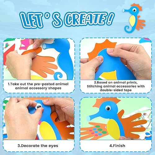 Miniatura 8 de Kit de manualidades con estampado de animales a mano, paquete de 16 manualidades fáciles de recortar animales para niños pequeños a partir de 3