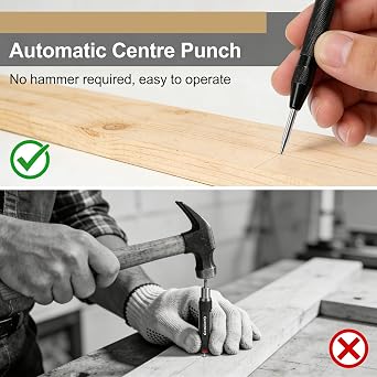 Spring Loaded Center Punch Automatic Anti-Slip Heavy Duty Hole Tool for Metal Wood Plastic
