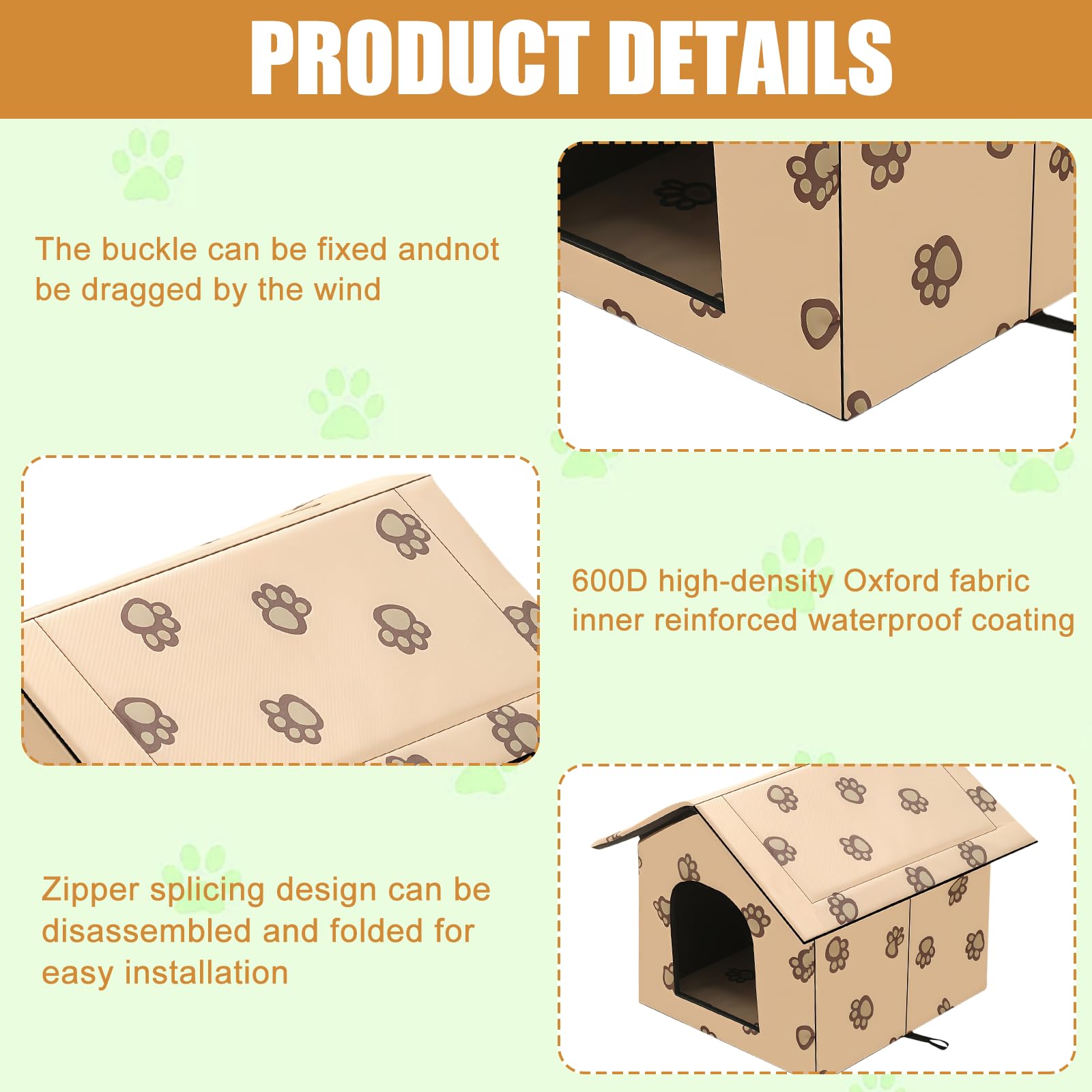 Maison pour chat extérieur résistant à l'hiver étanche niche pour chat : WIYETY 40 x 35 x 38 cm maison pour chat pliable pour petit chien chat grotte chaude lavable maison pour chien refuge pour