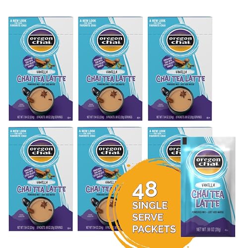 Oregon Chai Vanilla Dry Chai Latte Mix, 8 Count (Pack of 6) - Vanilla Chai - 7.84 Ounce (Pack of 6)