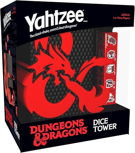 Miniatura 3 de YAHTZEE: Dungeons & Dragons | Torre de dados coleccionables | Dados con dragón, oso búho, cubo gelatinoso, imitador, desollador de la mente y