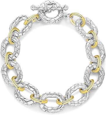 Mytys Two Tone Chain Link Bracelet Italian Designer Inspired Silver Gold Twisted Rope Statement Chunky Bracelets for Women Fashion Jewelry Gift