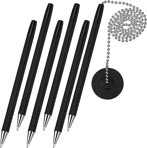 Outus 6 bolígrafos portapapeles con cadena de recepción, contador de seguridad, con soporte base adhesivo, tinta negra