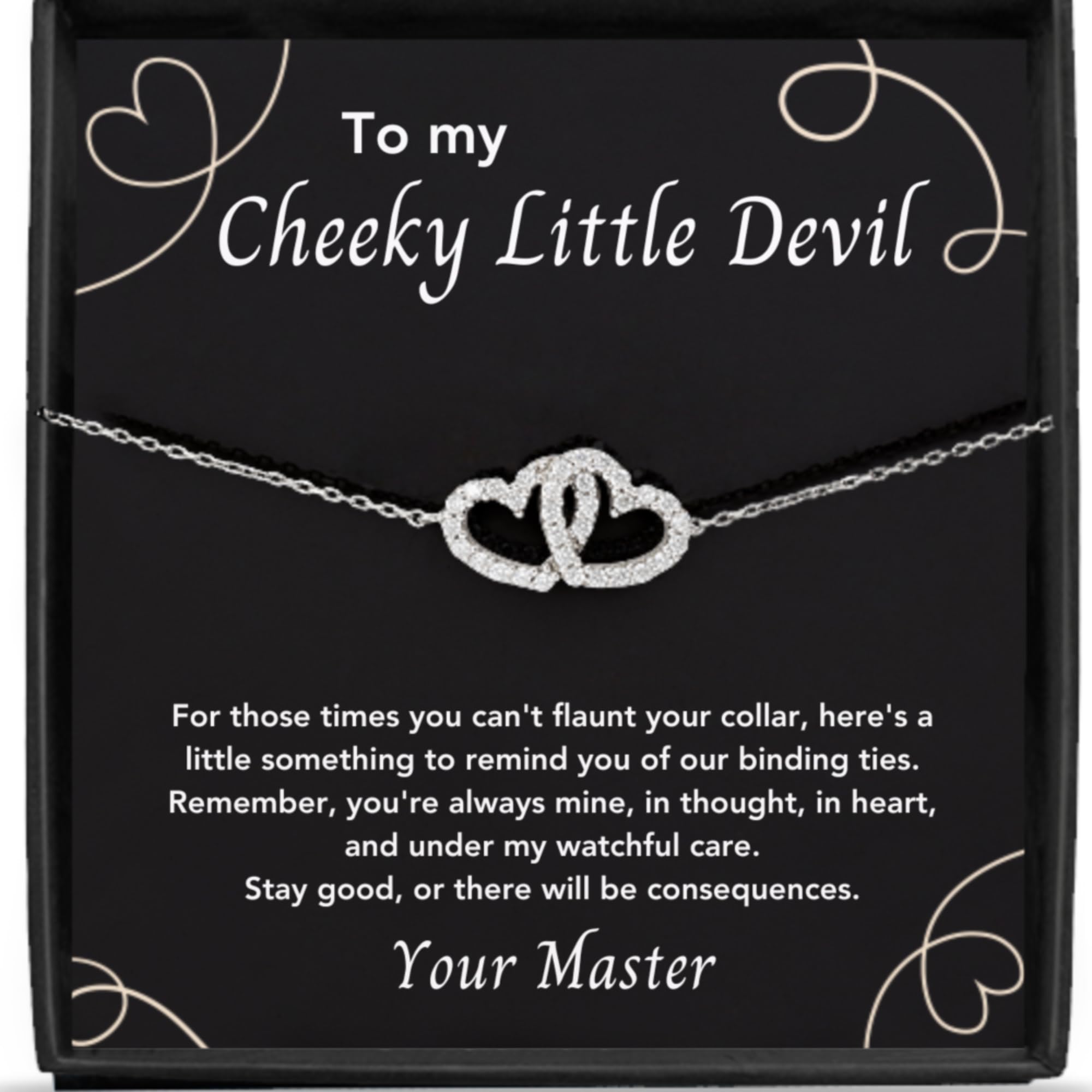 Cheeky Devil Jewelry's Interlocking Heart Bracelet - Master to Sub Token, Discreet Collar Alternative, BDSM Gift for Her, Submissive Present