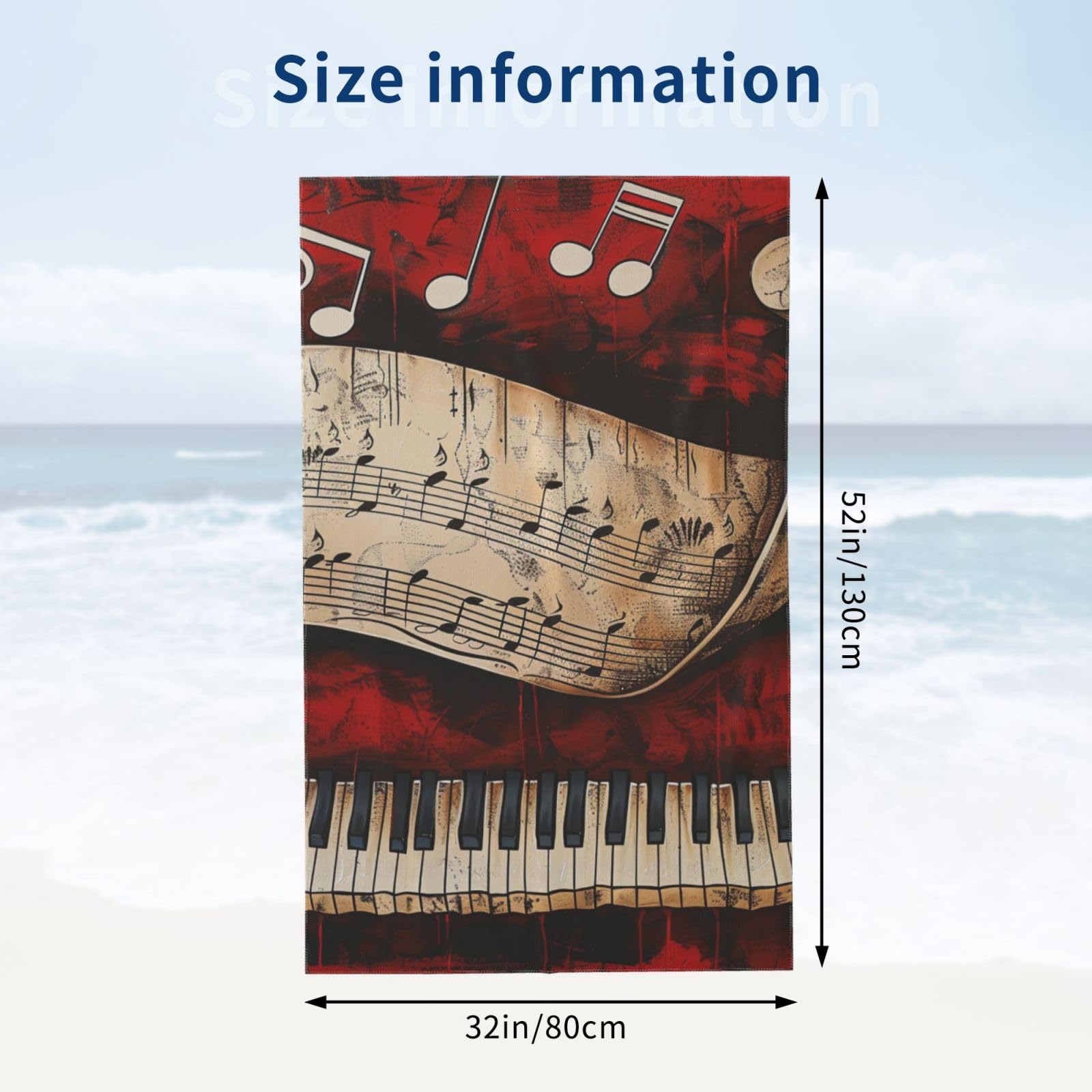 DCEHGEW Music Note Piano Printed Microfiber Bath Towels 32x52 Inch, Highly Absorbant Beach Towel Bath Sheets for Bathroom Travel Hotel Spa