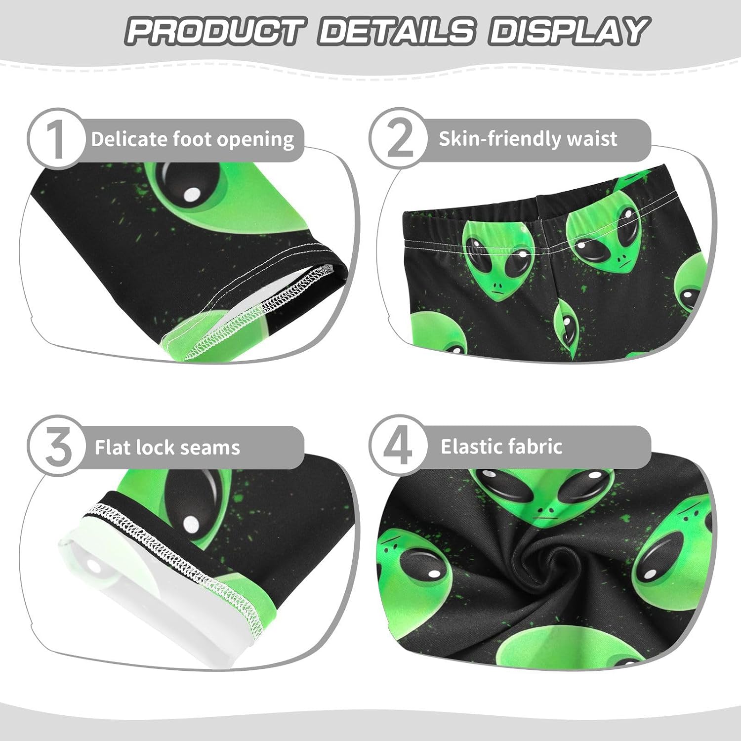 GAIREG Girls Activewear Leggings Green Alien Black