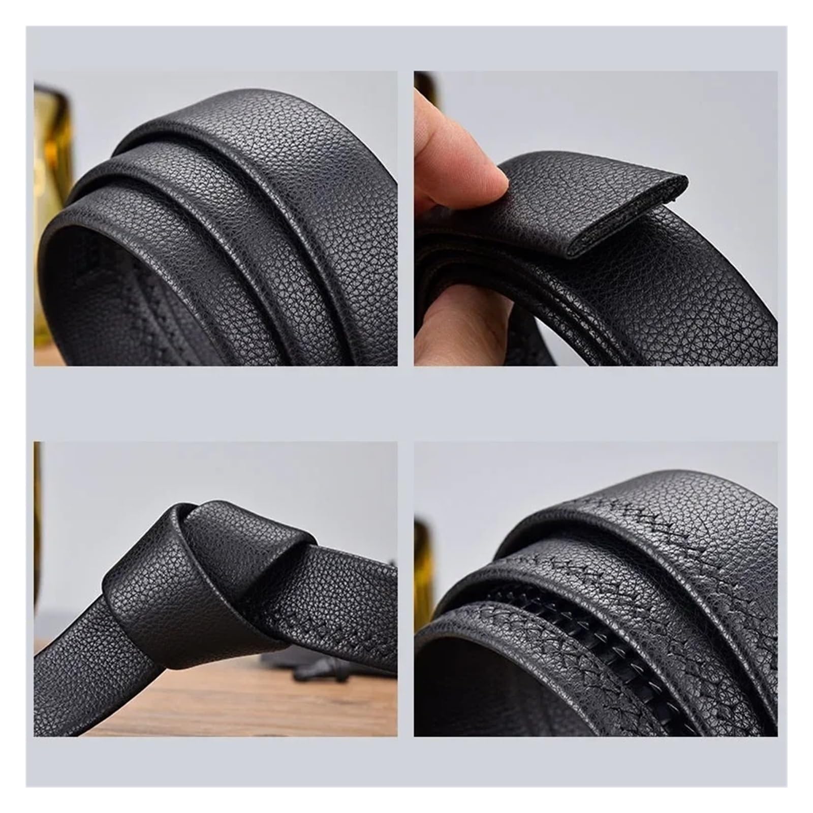 Correa de cinturón de repuesto automática de cuero PU unisex sin hebilla | 1 pieza de 3,5 cm de ancho, largo de 100 a 180 cm, piel sintética duradera, apto for uso diario.