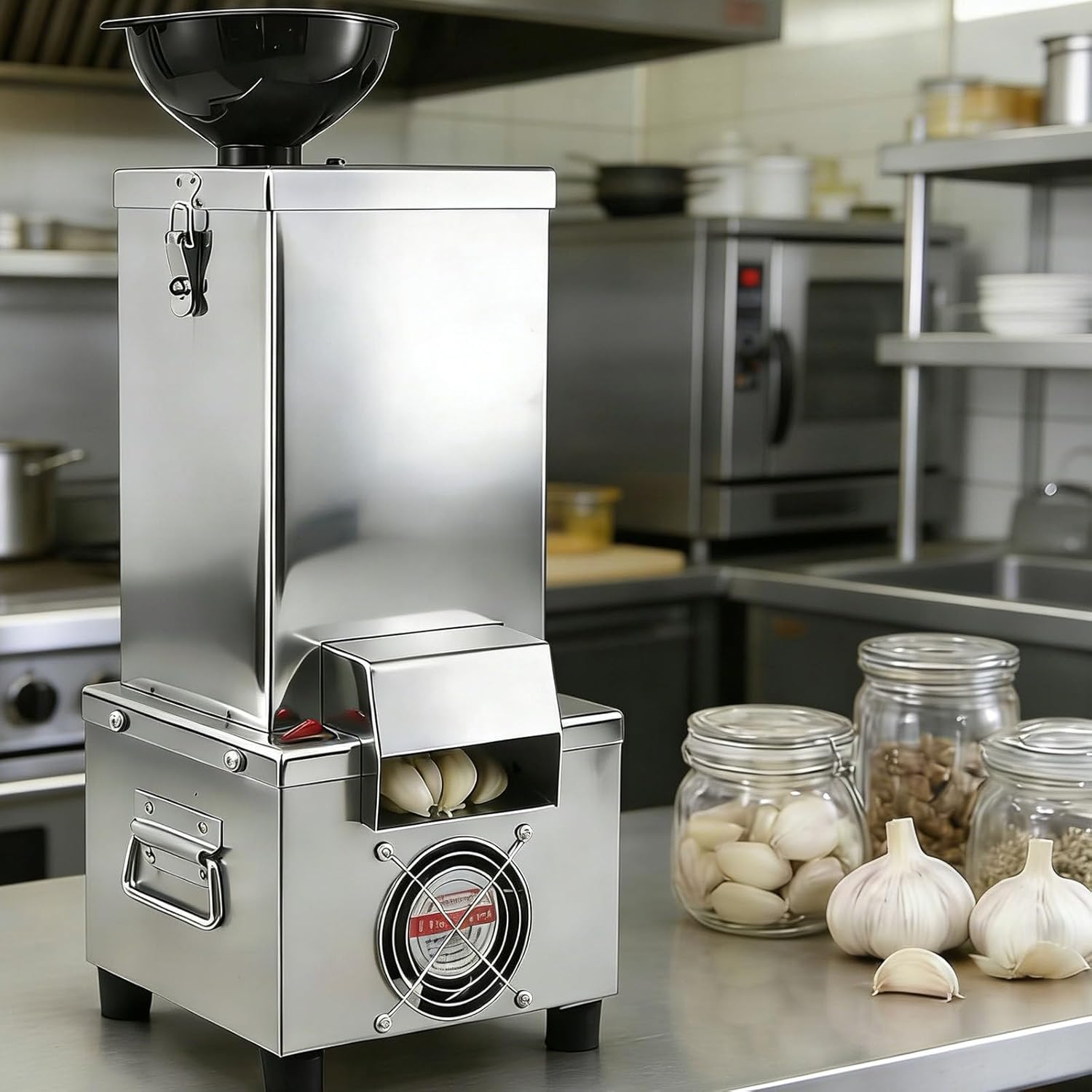 200w Commercial Electric Garlic Peeler, Stainless Steel Garlic Peeling Machine, 25 Kg/H Output, 98% Peeling Rate, for Restaurants Barbecue, for Dry Garlic