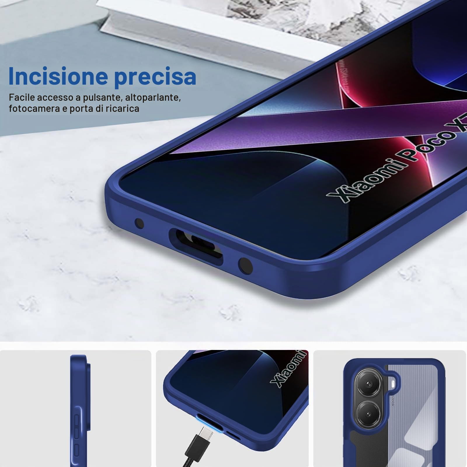 WeiCase Custodia Per Xiaomi Poco X7 Pro 5G – Cover Antishock Militare Con Supporto Invisibile A 360° E Fibra Di Carbonio