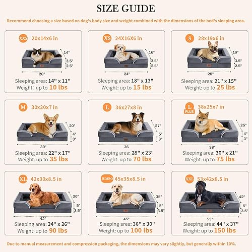Miniatura 190 de Comfort Expression - Cama ortopédica para perros extragrandes, 53 x 42 pulgadas, cama impermeable y de apoyo de espuma con cojines removibles, con