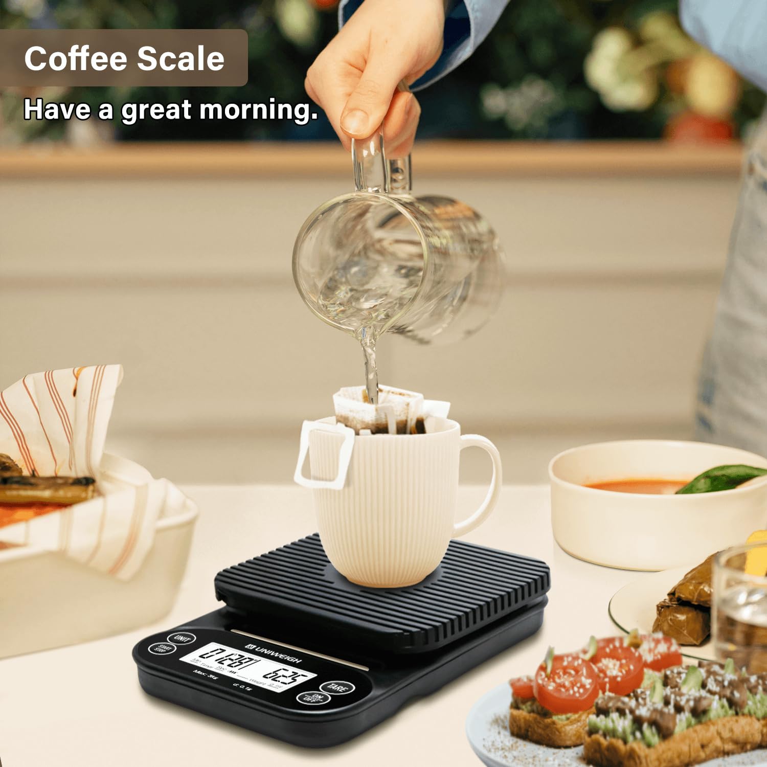 Báscula digital de café con temporizador de 6.6 lbs/0.00 oz, báscula de café espresso de alta precisión con temporizador/apagado automático/función de tara, para verter sobre café por goteo, báscula 7