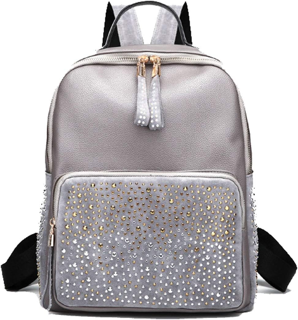 PU Leather Rhinestone Backpack Gold