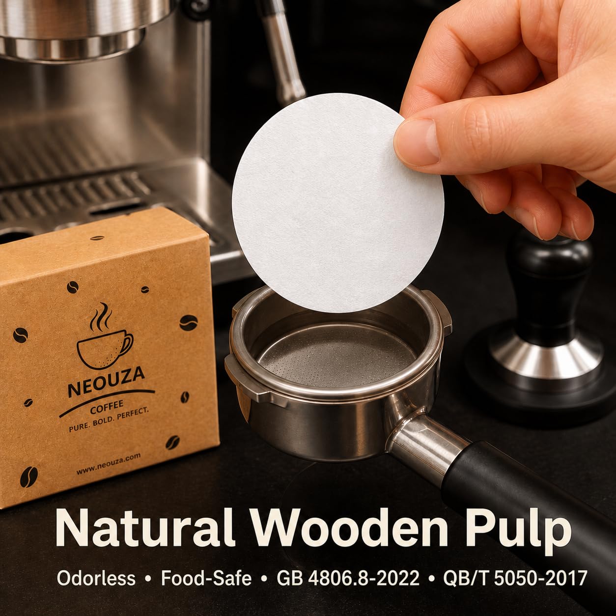 NEOUZA Filtr papierowy do kawy okrągły 500 szt. do ekspresu do espresso Portafilter Moka Pot Niebielony jednorazowy ekran krążka (53 mm)