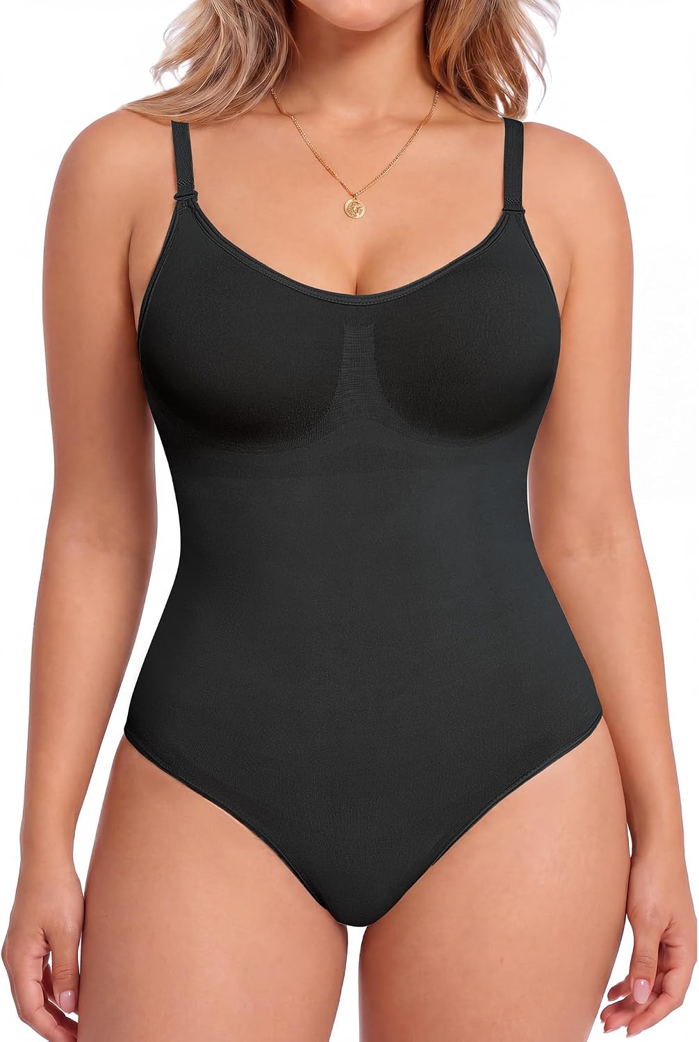 Shapewear Bodysuit for Women, Seamless V-Neck Tummy Control Waist Snatching Brief for Under Dress