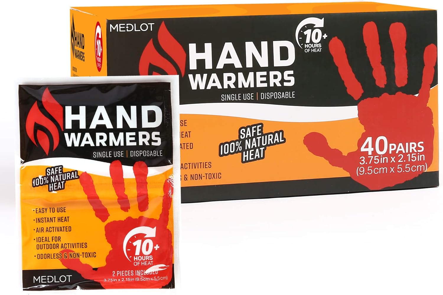 Hand Warmers - 20/40 Pairs, Long Lasting, Safe Natural Odorless, Air Activated Warmers - Up to 10 Hours of Heat