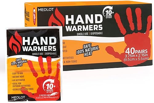 MEDLOT Paquetes de calentador de manos calientes, 20  40 pares, calentador de bolsillo desechable para mantener tus manos calientes y calientes,