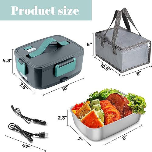 Miniatura 2 de Electric Lunch Box for Adults,Heated Portable Food Warmer Lunch Box for Work,Leakproof Fast Heating with 1.5L Large Capacity Stainless Steel