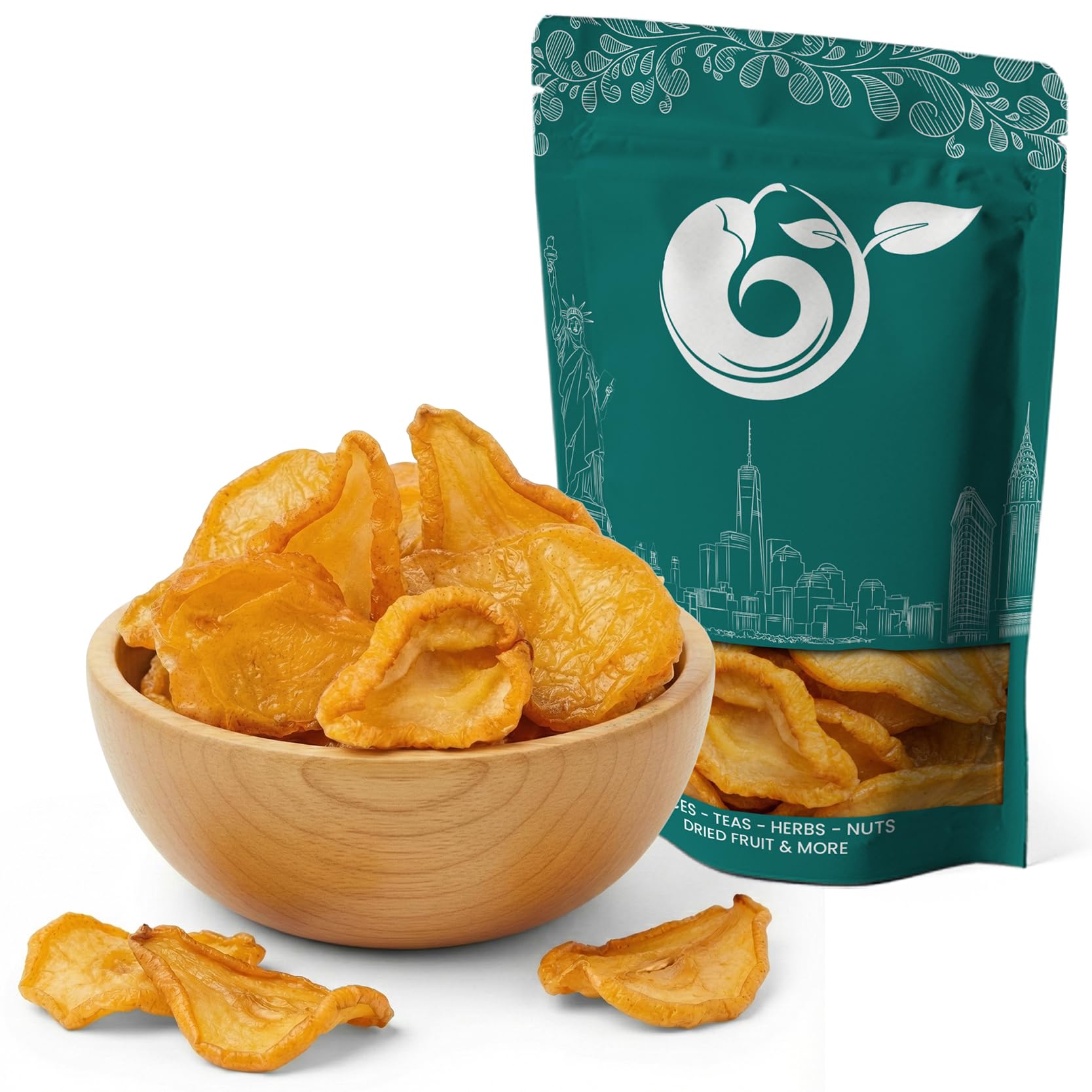 NY Spice Shop Dried Pears California - 8 Ounce California Slices Pears Fruit Snacking -Dehydrated SO2 Dry Pear Slices for Baking, Smoothies - Healthy