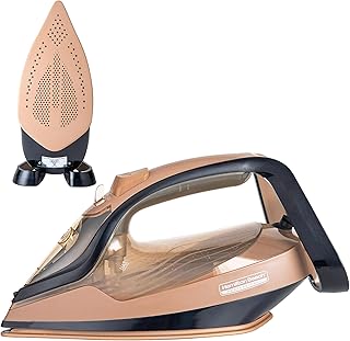 Hamilton Beach Fully-Automatic Steam Iron with iSense Technology, Steam Iron, Intelligent Auto-Temp, iron for clothes, Ceramic-Coated Soleplate with 5-Year Warranty, Auto Standby, 45g/min Steam, Gold