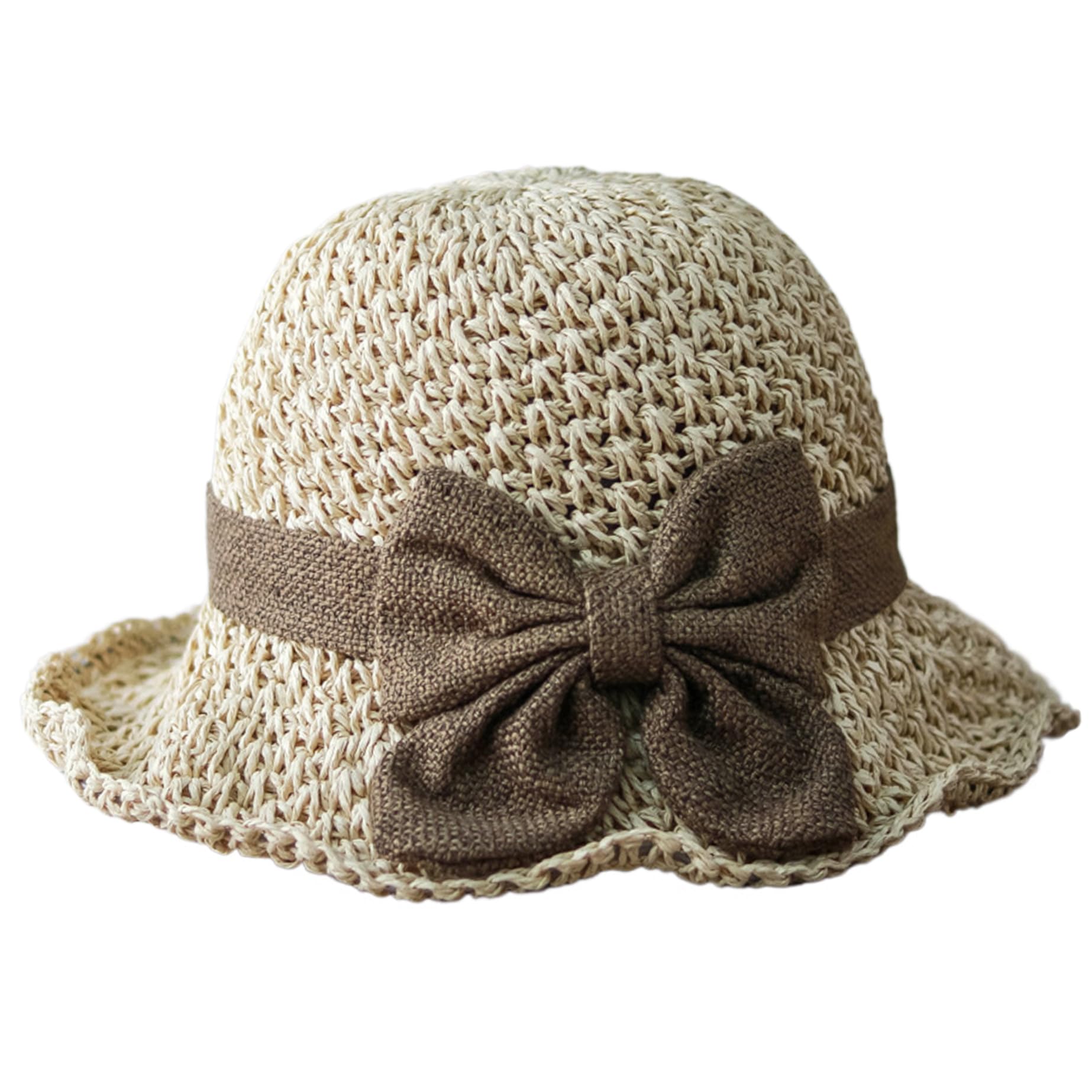 Pastoralist Women's Beige Spring Hats For ,Beach Sun Straw Hats For Wide Brim Packable Travel Bucket Hats