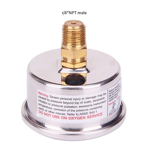 Miniatura 6 de MEASUREMAN - Manómetro de presión de combustible, esfera de 1.5 pulgadas, caja de acero inoxidable 304, 0 a 60 psi, precisión 3-2-3%, conexión