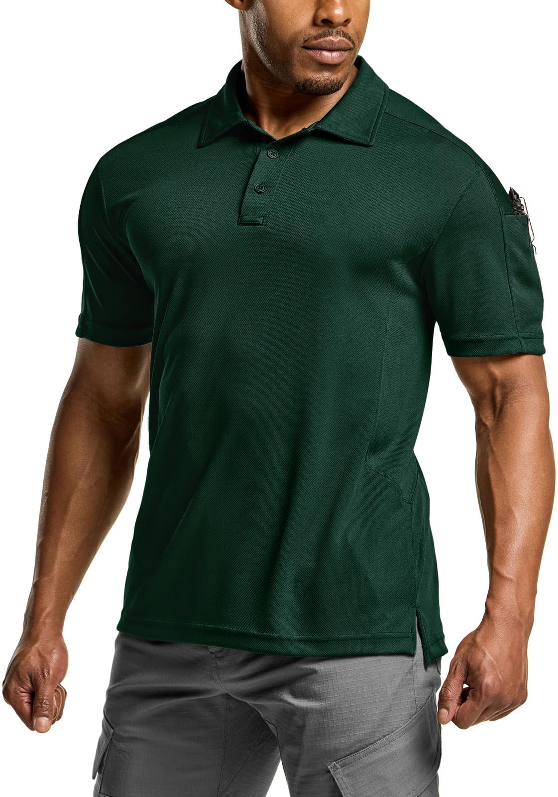 CQR Men's Polo Shirts, Tactical Short Sleeve Golf Performance Shirts, Lightweight Dry Fit UPF 50+ Pique