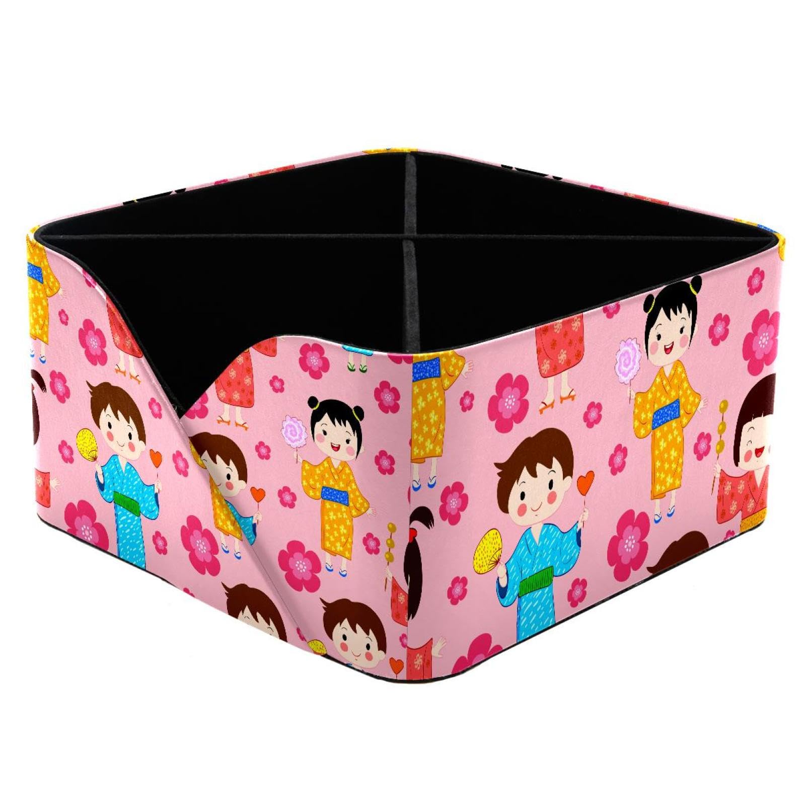 KengjuTesu Japan Kids Cherry Blossom Desktop Organizer Pen Holder, Rectangular Pencil Cup for Office, Study and Makeup Stations