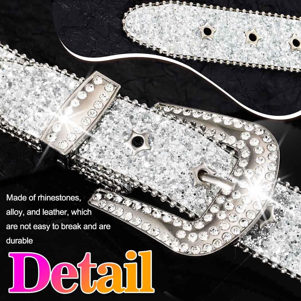 Nicute Rhinestone Belt Sparkly Y2K Studded Belt Western Cowgirl Accessories for Adult - Image 5