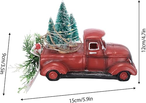 Miniatura 8 de Adorno vintage de Navidad rojo para camioneta brillante de árbol de Navidad, decoración de manualidades rústicas rojas para fiesta en el hogar