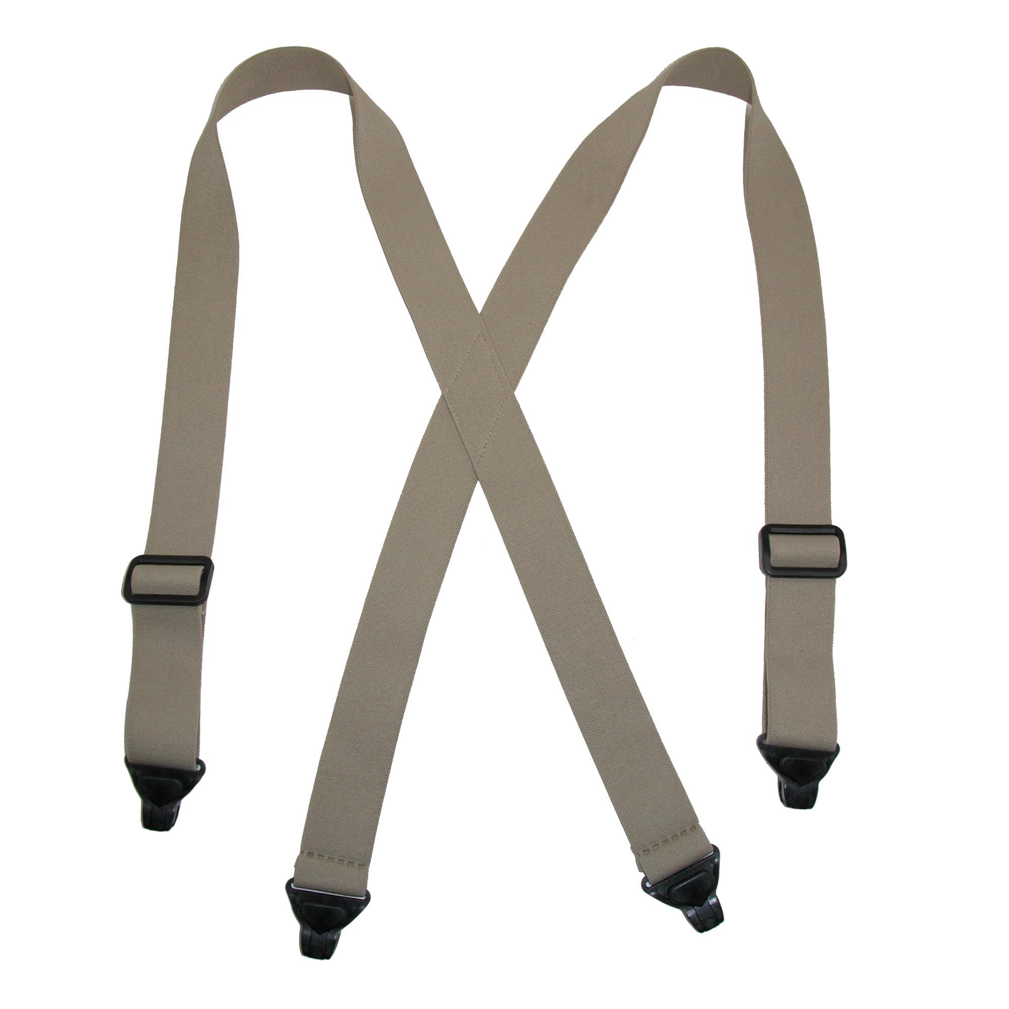 CTM Men's Elastic Plastic Clip-End TSA Compliant Airport Braces, Khaki