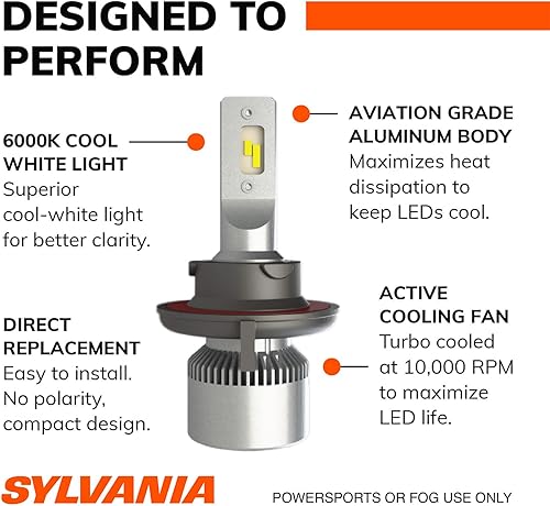 Miniatura 7 de SYLVANIA Bombillas LED H13 9008 para faros delanteros para uso todoterreno o luces antiniebla, paquete de 2