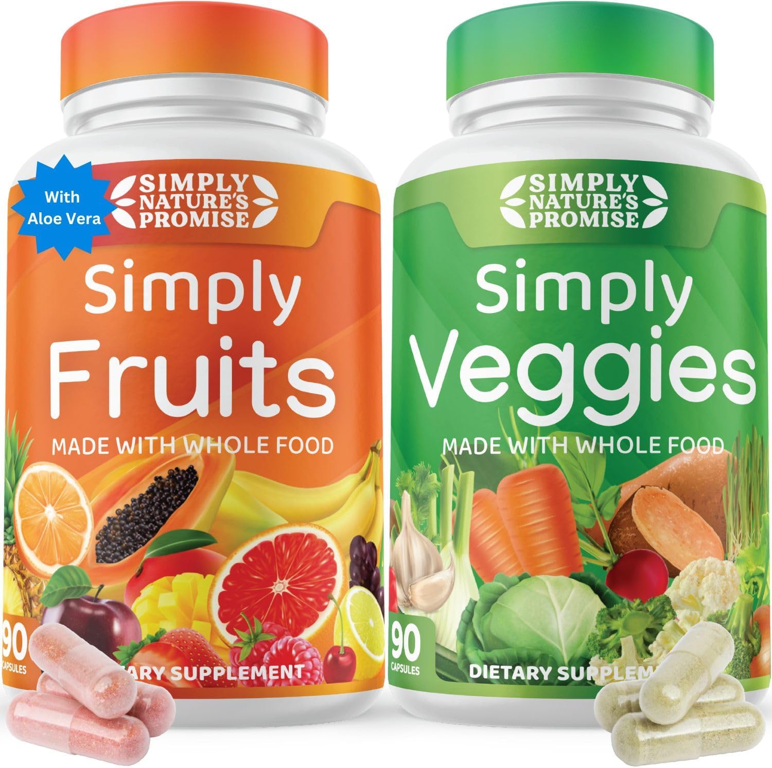 Simply Nature’s Promise – Packed with Over 40 Different Fruits & Vegetables – Made with Whole Food Superfoods – with Aloe Vera – 100% Soy Free – 180 Capsules