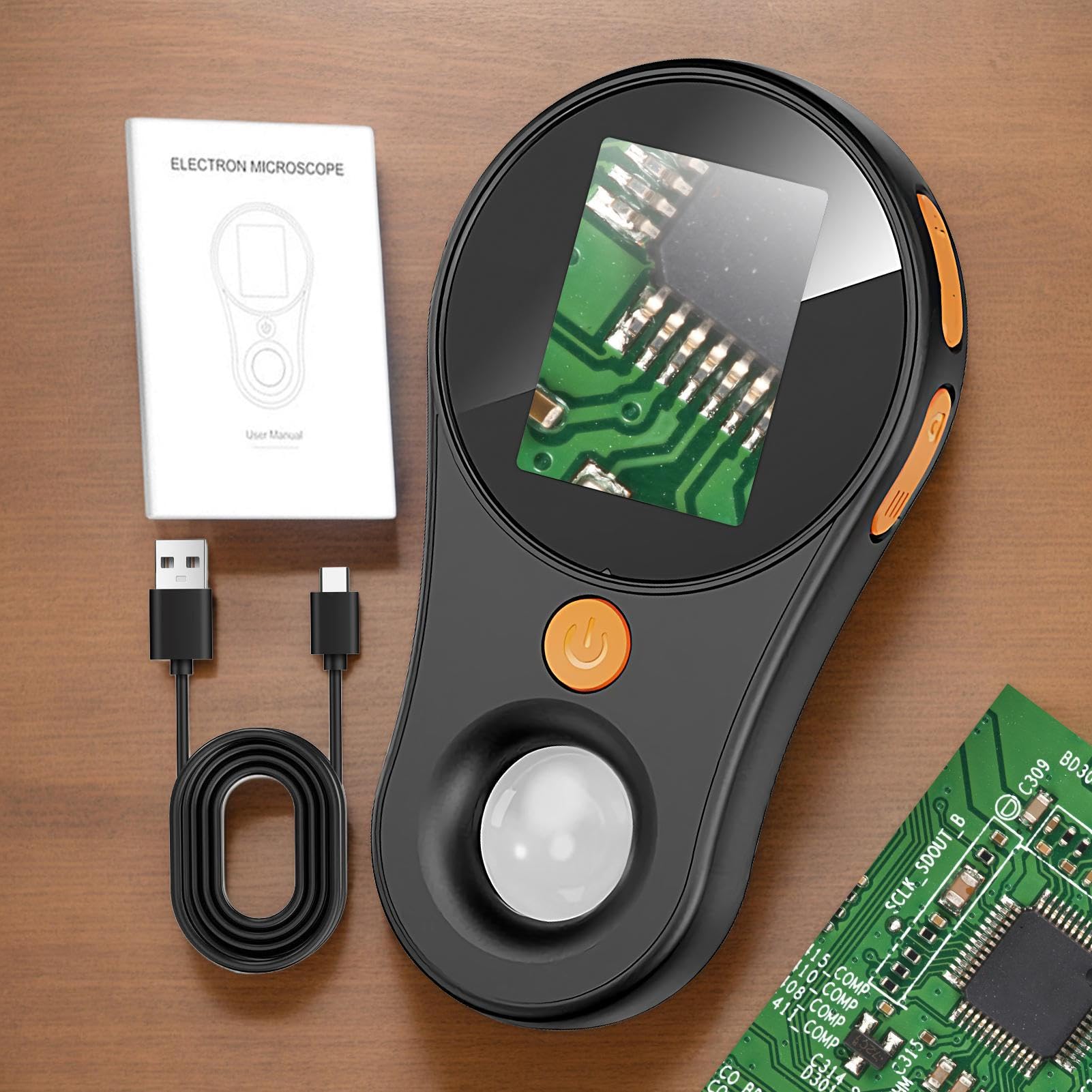 Microscopio digital portátil – Lente de aumento digital | 500 aumentos, microscopio de bolsillo para electrónica y objetos pequeños