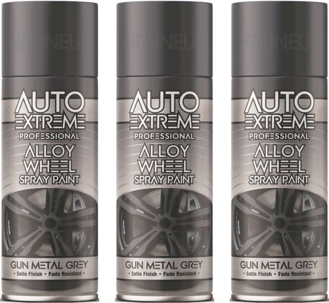 HitlineUK 3 x 400ml Grey Alloy Wheel Spray Paint | Enamel | High-Gloss | Corrosion Resistant | Restore & Refurbish Alloy Wheels