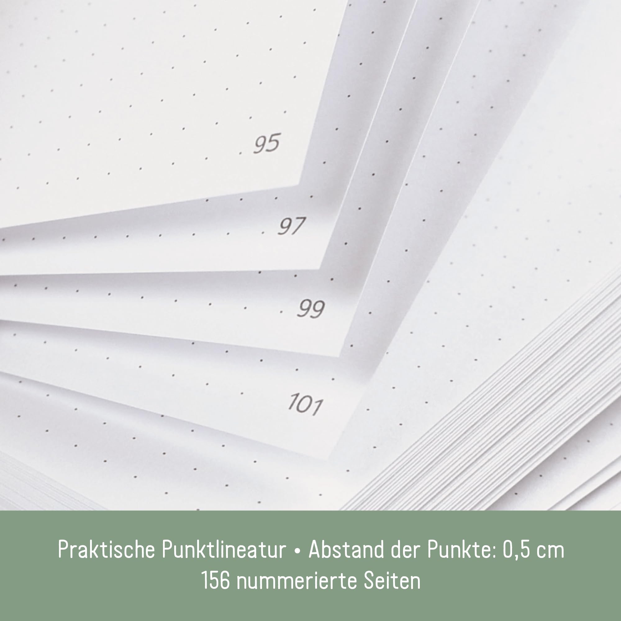 Häfft paper&you® Notatnik Dotted Journal A4+ w kropki "Wild Blossoms" | 156 ponumerowanych stron z siatką kropkową i gumką – do prowadzenia dziennika, sporządzania list i robienia notatek