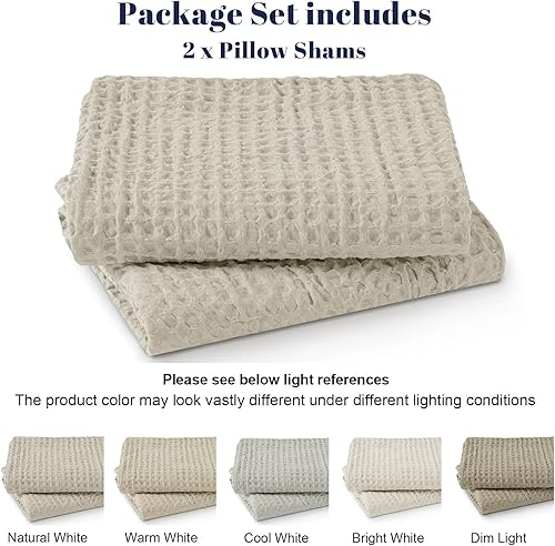 Miniatura 5 de PHF Fundas de almohada ultra suaves con tejido de gofre, sin relleno, paquete de 2 fundas de almohada de 20 x 26 pulgadas, fundas de almohada