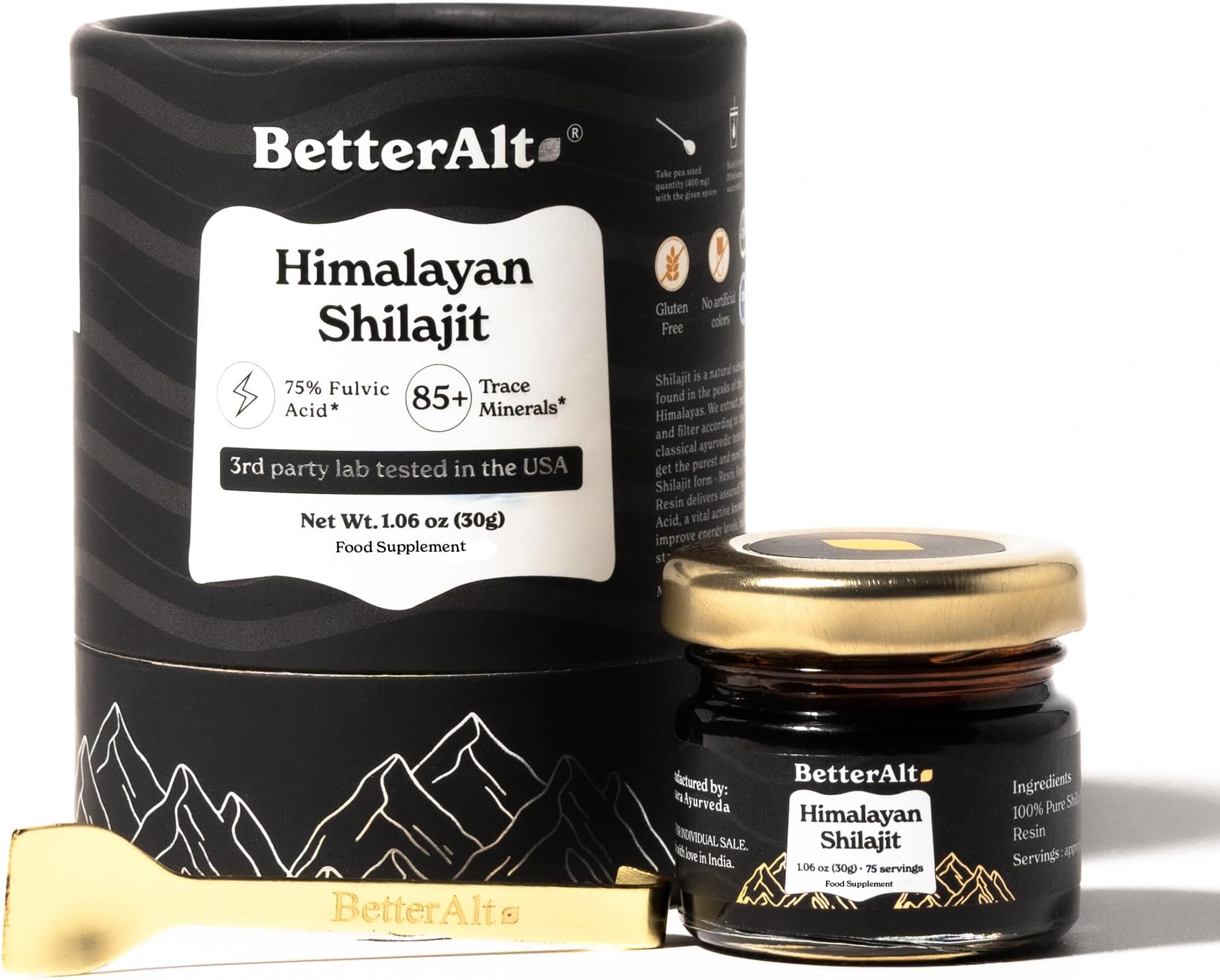 Pure Himalayan Shilajit Resin High Potency Gold Grade for Men & Women| 75 Servings for Energy Boost & Immune Support, 75%+ Fulvic Acid, with Lab Test Report,400mg