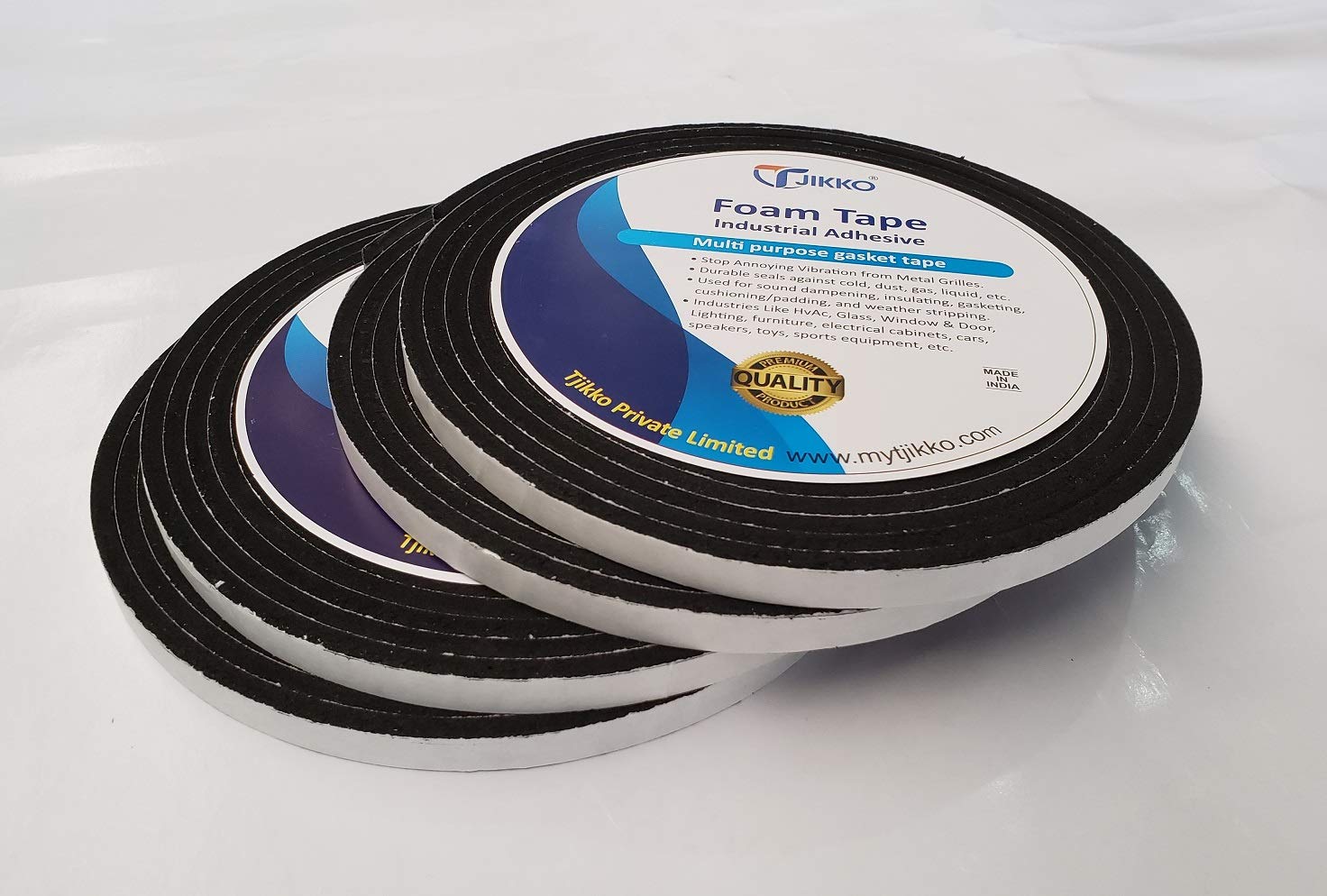 TJIKKO Double Sided Gasket Tape 12 mm width 5 mm thick 5 Meter length (Spacer Tape) (Pack of 4)