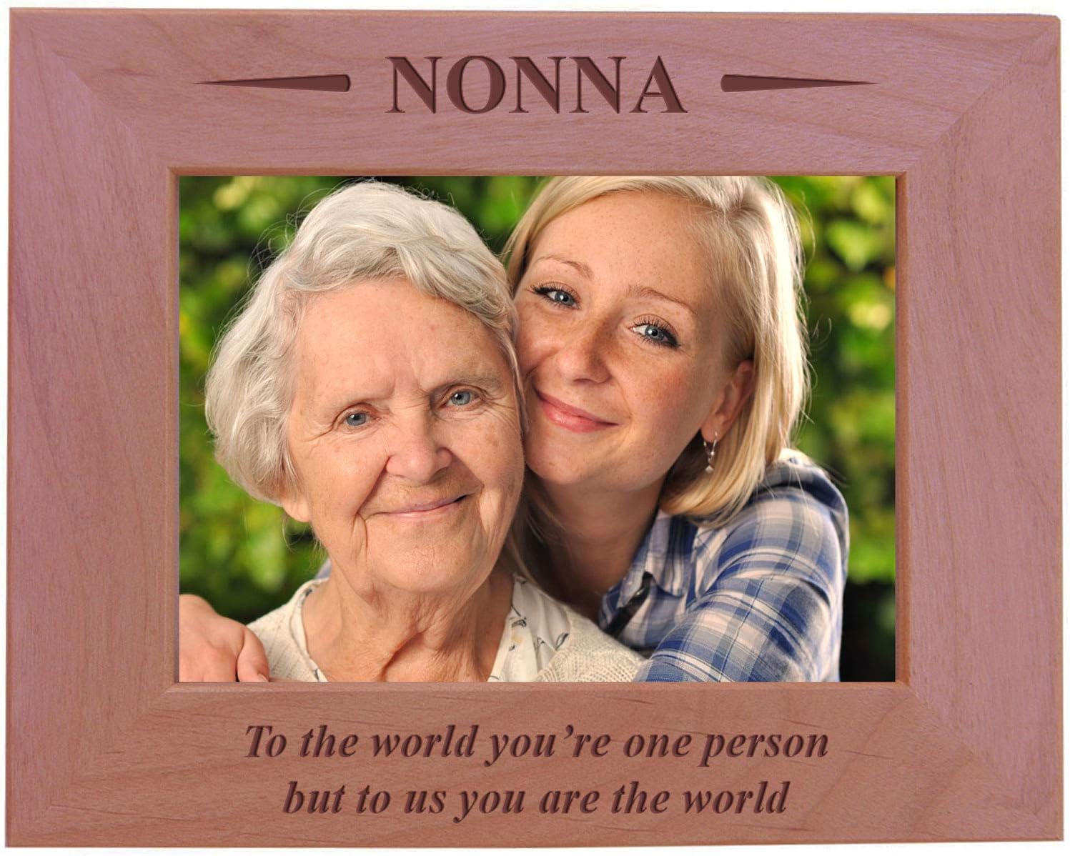 CustomGiftsNow Nonna - to The World You're one Person but to us You are The World - Engraved Wood Picture Frame (5x7 Vertical)