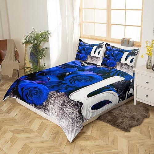 Miniatura 34 de Erosebridal Juego de ropa de cama de rosa roja, tamaño individual, funda de edredón romántica de 2 piezas, funda de edredón con flores y rosas