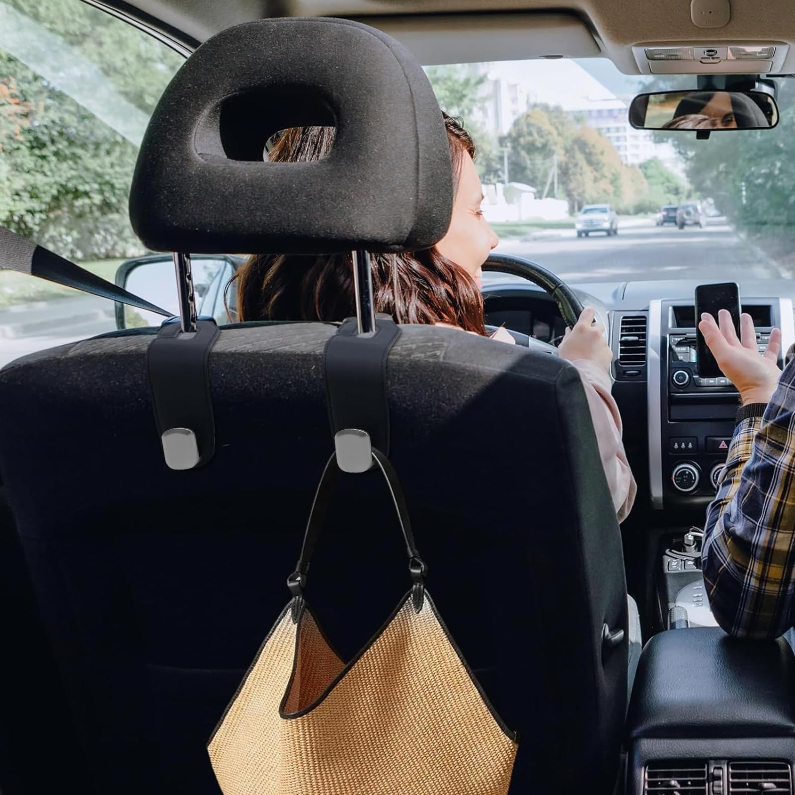 Crochet Porte-Voiture 360° Rotatif | Lot De 2, Support 30 Kg | Pour Appui-Tête, Sacs, Chapeaux - 2