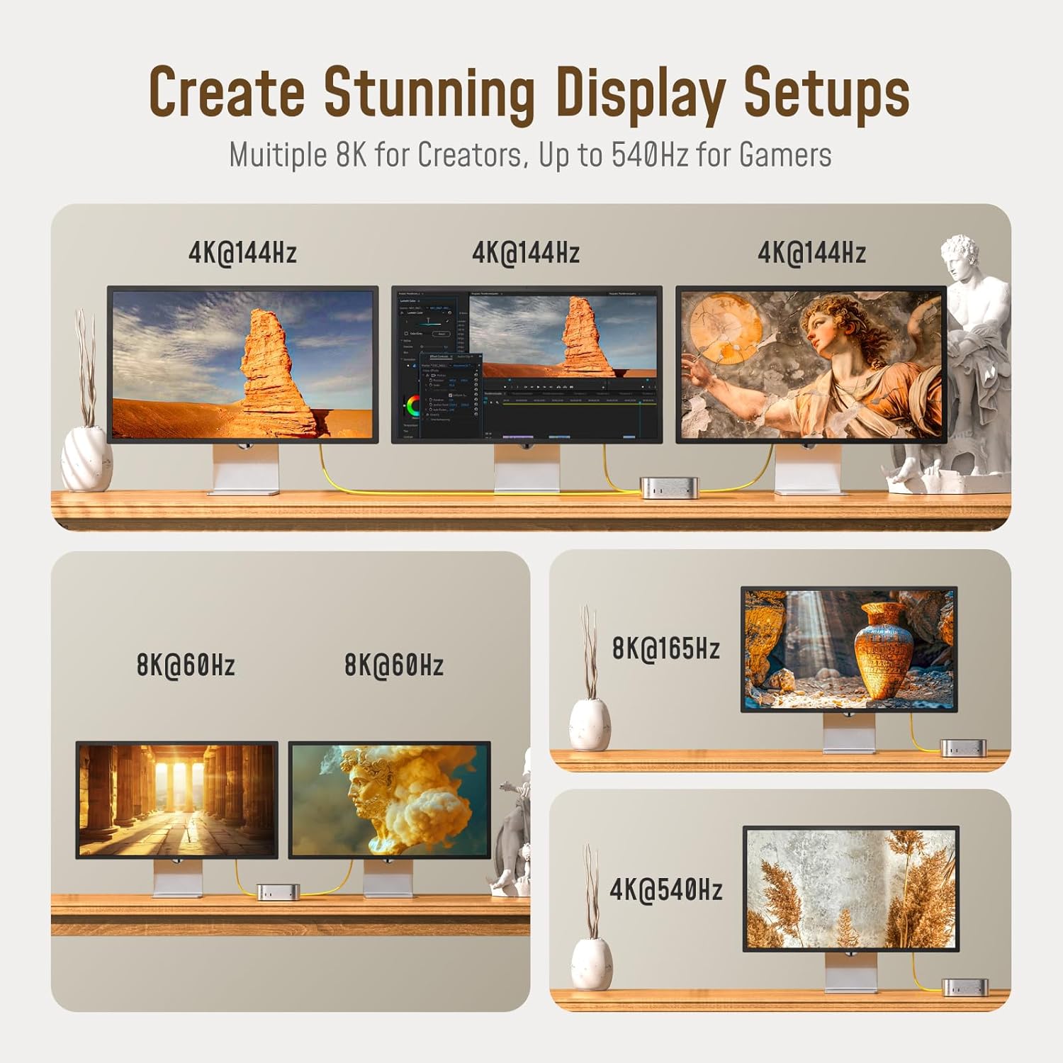 AOHI USB4 2.0 cable display setups