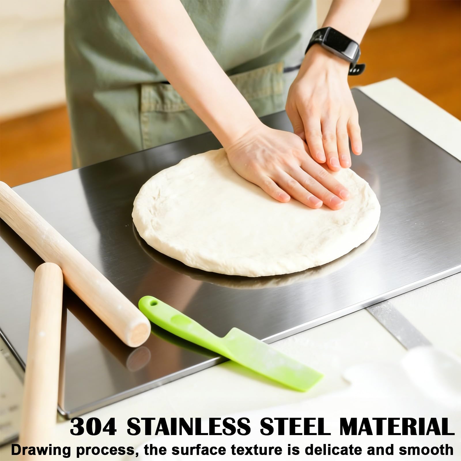 Tabla de cortar acero inoxidable 30x40 cm con borde tope para cocina y restaurante